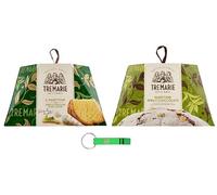 Tre Marie Panettone Crème à la pistache + poire et chocolat Kit d'essai pour dessert de Noël italien 1 x 930 g + 1 x 950 g + porte-clés Beni Culinari