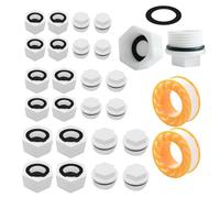 TREABEAR 24Pcs Bouchon Plomberie Set, Bouchon Plastique, Bouchon Plomberie Femelle 15/21 20/27 26/34, Bouchon Plomberie Filetage Extérieur, Bouchon Radiateur, Bouchon Arrivee d'Eau Robinet, Plomberie