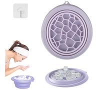 TREABEAR Bol De Bain de Glace pour Le Visage Violet, Glacon Visage Bassine Pliable Silicone, Glacons Moule Bol Pliable Livré avec Crochet pour Bains de Glace pour Le Visage et Boissons Glacées