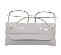 TREABEAR Lunette Anti Lumiere Bleue Gris Argenté, Fausse Lunette Unisexe, Monture Large Ultra-Légère Lunette Ecran Bleu, Lunettes Sans Correction Avec Étui de Rangement Gris