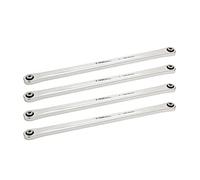 TREAL Ensemble de barres inférieures en aluminium 7075 à 4 maillons, 160,5 mm pour Losi LMT 4WD Axe solide Mega Truck Bog Hog/King Sling (argent)