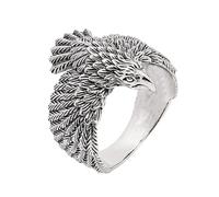 Treasure Bay Bague pour homme en argent sterling 925 Corbeau nordique en vol Viking Taille P/R/T/W/Y/Z, Argent sterling, Aucune pierre précieuse