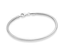 Treasure Bay Bracelet Chaîne Serpent en Argent 925 - Bracelet Homme Femme - Largeur 2,3mm, Longueurs 17,5cm à 23cm - Fabriqué en Italie (21 Cm)