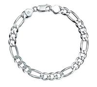 Treasure Bay Bracelet Figaro Homme en Argent Massif 925, Chaîne 8mm Fabriqué en Italie (21 Cm)