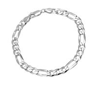 Treasure Bay Bracelet Homme Femme en Argent 925 - Bracelet Chaîne Italienne Figaro 6,2mm - Bijou en Argent Sterling pour Hommes et Femmes (17.5 Cm)