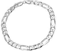 Treasure Bay Bracelet Homme Femme en Argent 925 - Bracelet Chaîne Italienne Figaro 6,2mm - Bijou en Argent Sterling pour Hommes et Femmes (22 Cm)