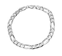 Treasure Bay Bracelet Homme Femme en Argent 925 - Bracelet Chaîne Italienne Figaro 6,2mm - Bijou en Argent Sterling pour Hommes et Femmes (21 Cm)