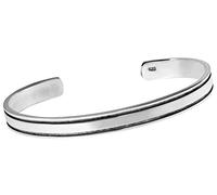 Treasure Bay Bracelet jonc double ligne en argent sterling 7 mm pour homme et femme, taille unique, Argent