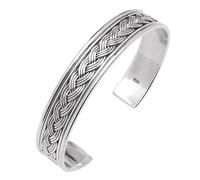 Treasure Bay Bracelet jonc en argent sterling 925 massif tressé pour homme, taille unique, Argent sterling, Sans pierre