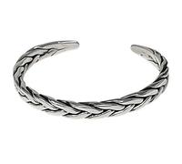 Treasure Bay Bracelet jonc lourd pour homme en argent sterling 925 avec détails tressés, taille unique, Argent