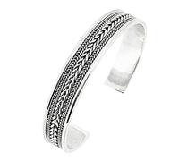Treasure Bay Bracelet jonc tressé classique en argent sterling 925 massif pour homme et femme, 18 cm, Argent sterling