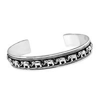 Treasure Bay Bracelet jonc unique en argent sterling 925 avec éléphant, réglable pour femme et homme, 20 cm, Argent sterling, Sans pierre