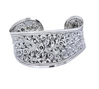 Treasure Bay Bracelet large en argent sterling 925 massif à motif floral pour femmes et filles, taille unique, Argent sterling