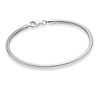 Treasure Bay Bracelet maille serpent en argent sterling 925 italien de 3,3 mm d'épaisseur pour homme et femme, 21 cm, Argent