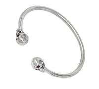 Treasure Bay Bracelet ouvert en argent sterling 925 avec tête de mort pour femmes et filles, taille unique, Argent