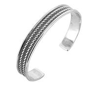 Treasure Bay Bracelet pour homme en argent sterling 925 massif avec détails tressés | Bracelet en argent pour homme, taille unique, Argent sterling