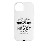 Treasure Heart Scripture Bible Verse Prière Dieu Matthieu 6:21 Coque pour iPhone 15 Plus