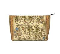 Treasure Labyrinthe Trousse de maquillage multifonction en velours côtelé avec fermeture éclair 22 x 7 x 17 cm pour voyage, camping, vacances, fitness, Noir , Taille unique
