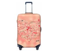 Treasure Maze Housse de bagage de voyage lavable et résistante aux rayures pour bagages de 45,7 à 81,3 cm, Fleurs en forme de cœur rouge, XL