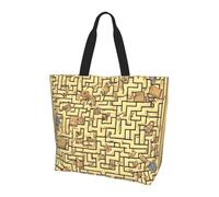 Treasure Maze Prints Sac de courses à une épaule pour femme, design spacieux et élégant, parfait pour les trajets quotidiens et le shopping.