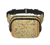 Treasure Maze Sac banane carré double couche - Sac banane unisexe partout pour la course, les voyages, la randonnée, le fitness, noir, taille unique, Noir/blanc, One Size