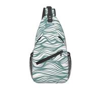 Treasure Maze Sac de poitrine à bandoulière pour homme - Design double poche, unisexe, adapté pour la course à pied, les voyages, Rayures vertes ondulées, Taille unique