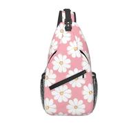 Treasure Maze Sac de poitrine à bandoulière pour homme - Design double poche, unisexe, adapté pour la course à pied, les voyages, Tableau de texture chrysanthème blanc, Taille unique