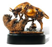 Treasure of Nature Sculpture Taureau et Ours en résine galvanisée Bronze 25,4 x 24,5 cm