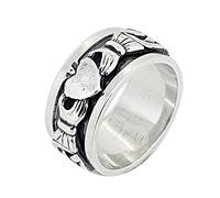 TreasureBay Bague celtique Claddagh Spinner en argent sterling 925 pour femme et homme, Argent sterling