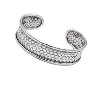 TreasureBay Bracelet jonc tressé en argent sterling 925 pour femme et fille, 16.5 cm, Argent