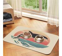Treaty of The Orcas Tapis de nourriture pour animaux de compagnie 43,7 x 30 cm absorbant et antidérapant en cuir synthétique avec fond en caoutchouc et dessous en caoutchouc à séchage rapide