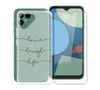 TREBAM Coque pour Fairphone 4 (6.3") avec Verre Trempé Protecteur D'écran, Semi-Transparent Antichoc et Anti-Rayures Case Souple Silicone TPU Housse Etui pour Fairphone 4 - comme l'amour