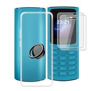 TREBAM Coque pour Nokia 105 4G 2023 (1.8") avec 2 X Verre Trempé + Rotation 360 Degrés Anneau Support, Ultra-Mince Transparent Antichoc Silicone Souple TPU Housse Etui pour Nokia 105 4G 2023