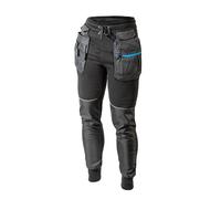TREBEL Pantalon de travail avec poches, noir, taille L, résistant à l'usure, protection contre la transpiration, limite les mouvements, détails réfléchissants, noir, pour toute l'année, universel