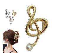 Treble Clef Hair Clip, Music Note Claw Clips, Metal Treble Clef Claw Clip, Music Note Clef Unique Design Claw Clip, Non Slip Metal Treble Clef Claw Clip for Women Girls (Gold)