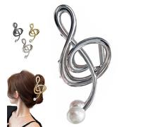 Treble Clef Hair Clip, Music Note Claw Clips, Metal Treble Clef Claw Clip, Music Note Clef Unique Design Claw Clip, Non Slip Metal Treble Clef Claw Clip for Women Girls (Silver)