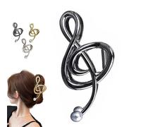 Treble Clef Hair Clip, Music Note Claw Clips, Metal Treble Clef Claw Clip, Music Note Clef Unique Design Claw Clip, Non Slip Metal Treble Clef Claw Clip for Women Girls (Black)