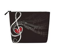 Treble Love and Music Trousse à maquillage monocouche en imitation lin Grande capacité Porte-monnaie Voyage et voyage d'affaires essentiel