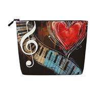 Treble Love and Music Trousse de maquillage de voyage en imitation lin étanche pour femme, Noir , Taille unique, Trousse de maquillage