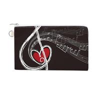Treble - Porte-monnaie d'amour et de musique avec porte-clés, joli porte-monnaie de voyage portable avec fermeture éclair pour homme et femme, style, taille unique, floral, Style :, Taille unique,