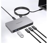 TREBLEET Hub Thunderbolt 4 fin avec charge de 85 W, écran simple 8K ou double 4K, compatible avec Thunderbolt 3/USB4 Mac OS et Windows OS, avec quatre ports Thunderbolt 4 de 40 Gbit/s, un port USB A