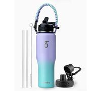 Trebo Bouteille Isotherme - Gourde Isotherme 1l Bouteille d'eau Acier Inoxydable à Double Gourdes Sans BPA pour Sport Gym école, barbe à papa