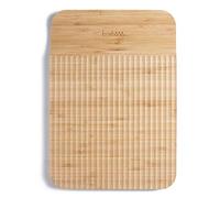 Trebonn - Wave Chop & Slide, planche à découper en bambou avec motif guide de coupe et canal récupérateur de nourriture, avec fond antidérapant (24 x 34 cm)