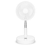 Trebs 99380 Ventilateur de table - Portable et alimenté par piles - Support télescopique - Batterie 10000 mAh - 4 vitesses - Blanc
