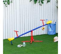 Outsunny Balançoire à bascule enfant 3 à 8 ans Rotatif 360° Pied 4 tiges Métal/PP Multicolore