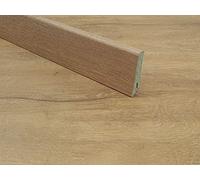 TRECOR Plinthe pour sol en vinyle, hauteur : 60 mm, profondeur : 18 mm, longueur : 2400 mm - Résistant à l'eau encollé (240 cm | Plinthe en chêne de qualité supérieure naturel foncé)