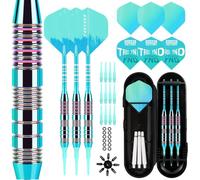 Trecynd - Fléchettes avec pointe en plastique pour cible électronique - Fléchettes souples professionnelles (Vert-Bleu)