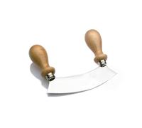 Tredoni Hachoir Couteau Mezzaluna 15cm Coupe-Trancheuse, Hachoir Rond de Lune -Acier Inoxydable Italien, Manches en Bois (15 cm)