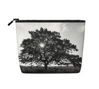 Tree Art Trousse de maquillage zippée grande capacité, faux chanvre pochette de voyage pour usage quotidien pour femme