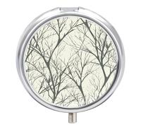 Tree Branch Pilulier rond en métal à 3 compartiments pour médicaments et vitamines pour sac à main et poche pour contenir des vitamines et des suppléments